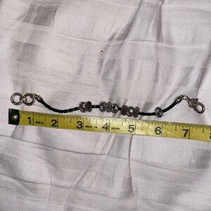 Rhinestone black bead chain link adjustable bracelet